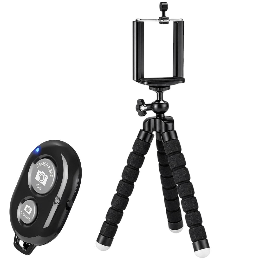 Tripode Spider + Soporte Celular + Control Bluetooth Clic Selfie Negro