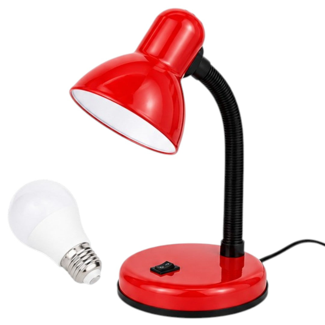Veladora De Mesa Con Base E27 Interruptor Y Foco Lámpara Rojo